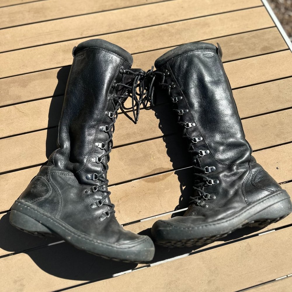 Keen Clara Leather Knee High Lace Up Boots